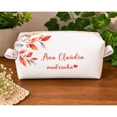 Necessaire Personalizada Floral | Madrinha | Porta Maquiagem Organizador Feminino | Estojo Box 16cm