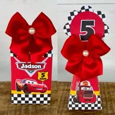 Kit Festa Carros Relampgo McQueen Laço | Pegue e Monte | Personalizados | Lembrancinhas | Festa infantil | Aniversário
