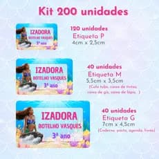 Etiquetas Escolares Ariel Filme Pequena Sereia | Volta às Aulas | Material Escolar | Etiqueta para Lápis Caneta Caderno