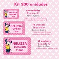Etiquetas Escolares Minnie Rosa | Volta às Aulas | Material Escolar | Etiqueta para Lápis Caneta Caderno
