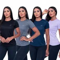 Kit 4 Camiseta Feminina Dry Fit Parvori Academia Treino Corrida Esportes