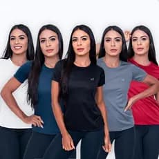 Kit 5 Camiseta Feminina Dry Fit Parvori Fitness Treino Corrida Academia