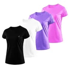 Kit 4 Camisetas Feminina Baby Look Dry Fit Parvori Academia Treino Esportes