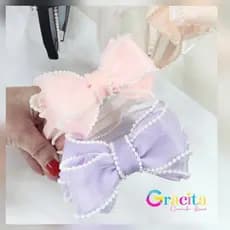 Tiara de laço com pérolas/tiara para festa com pérolas/tiara rosa/tiara lilas/tiara preto/tiara branca