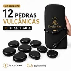 Kit com 12 Pedras Quentes Vulcânicas para Massagem (2 a 3 kg) + Bolsa Térmica