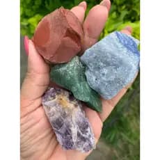 Pedra Bruta: Ametista, Jaspe Vermelho, Quartzo Verde, Quartzo Azul