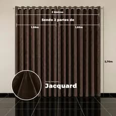 Cortina Jacquard 3,00x2,70 Tecido Grosso Cores Lindas Elegante para Sala Quarto e Escritório Entrega Imediata