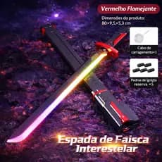 Espada LED Infantil RGB com Spray de Água Recarregável USB Brinquedo Luminoso