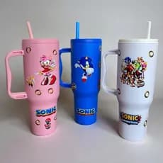 Copo com Canudo Sonic Personalizado 1200ml Em Policarbonato + Brinde