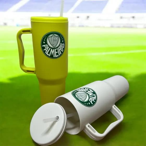 Copo com Canudo Palmeiras 1200ml Em Policarbonato Sociedade Esportiva Palmeiras