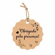 Tag KRAFT para lembrancinhas Obrigada pela presença- flor