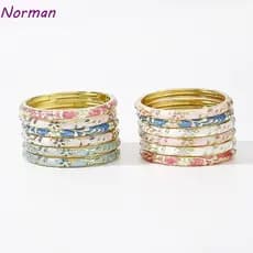 Pulseira Cloisonne Vintage NORMAN , De Flor Chinesa Esmaltada Mão Feminina Étnica Com Punho Aberto Colorido