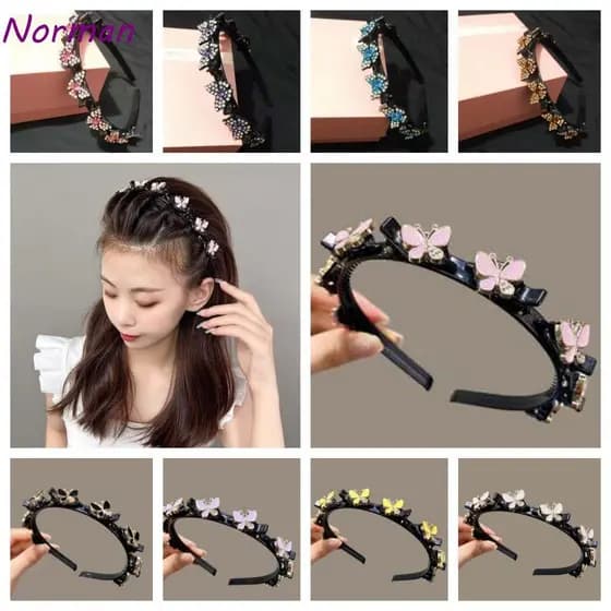 Argola De Cabelo Feminina Borboleta NORMAN , Faixas Elegantes Estilo Francês Com Clipes , Ferramenta De Tecelagem