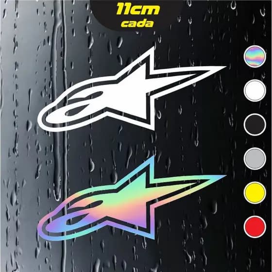 2x Adesivos Alpinestars  - Holográfico e Outras cores - 11x5cm cada