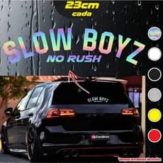 Adesivo SLOW BOYZ NO RUSH - Curvado - GRANDE - Holográfico - 23x6cm