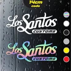 2x Adesivos Los Santos Custom - Holográfico - GTA V - GTA San Andreas - 14x6cm cada