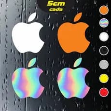 4x Adesivos Apple holográfico - Laranja e Várias cores - Maça Apple para carros, moto - 5x4cm cada
