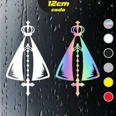 2x Adesivos Nossa Senhora Aparecida Holográficos - 7x12cm cada