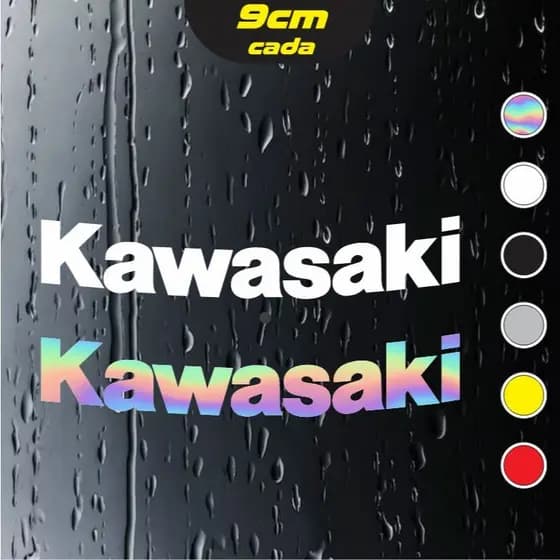 2x Adesivos KAWASAKI de bolha - Vazados - Várias cores - Holográfico - 9cm cada