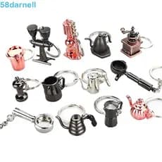 DARNELL 3D Criativo Chaveiro De Café , Mini Metal Com Alça Acessórios Bonito Jarra Moka