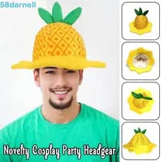 Chapéu De Frutas De Desenho Animado DARNELL , Abacaxi De Pelúcia Macio Ajustável , Capacete De Festa Engraçado E Confort