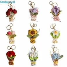 DARNELL Chaveiros De Crochê , Rosas , Tulipas , Flores , De Malha , Mini Chaveiro De Buquê Artesanal