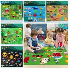 Conjunto De Histórias De Feltro DARNELL , Quebra-Cabeça Montessori Lavável No Mundo Subaquático , De Dinossauro Sensoria