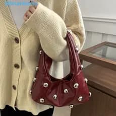Bolsa De Ombro Com Rebite HUMBERTO , Feminina De Couro PU Estilo Punk Y2k Nas Axilas De Rua Corpo Cruzado