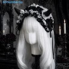 HUMBERTO Faixa De Cabelo De Canto Do Diabo , Cabeça Punk Com Babados Pequeno Cosplay Arco Tule Gótico