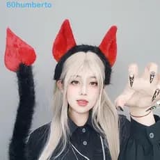 HUMBERTO Fantasia De Halloween Adereços De Cosplay , Orelhas De Gato Peludas E Dobráveis , Com Cinto DIY 3D Cauda De Que