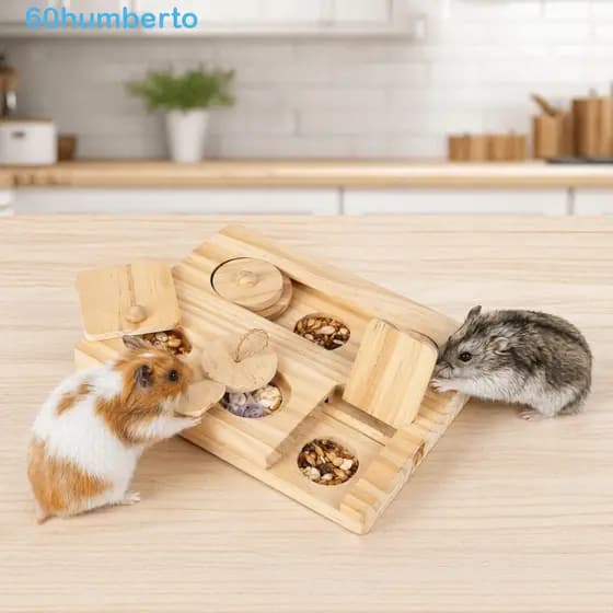 Brinquedo De Forrageamento De Hamster HUMBERTO , Caixa Criativa 6 Em 1 Educacional De Quebra-Cabeça Com Vários Furos