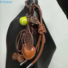 TOBIE Marrom Arco Coração Saco Pingente , Mochila Decoração Artesanal Tênis Chaveiro , Bonito Coreano Charme Corda