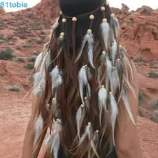 Faixa De Cabeça De Penas TOBIE , Cocar Estilo Boho Com Borla Frisada , Indiana Arco-Íris Étnico Boêmio
