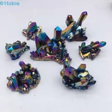 TOBIE Cristal Cluster Natural Fácil Uso Cristais De Cura Decoração Para Casa Arco-Íris Titânio Quartzo Reiki Pedra