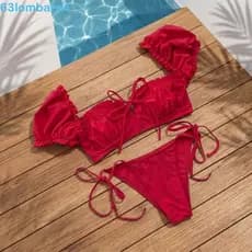 LOMBARD1 3 Peças De Biquíni De Três , Maiô Dividido , Conjunto De Roupa De Banho Slim Fit , Roupas De Praia Com Babados