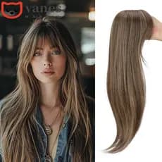 NAESV Topper Cabelo Com Franja De , Toppers Sintético Reto Ombre , Extensões