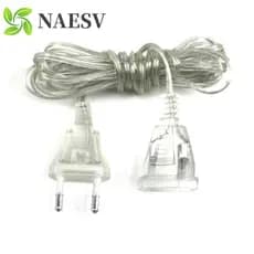NAESV Extender Fio Cabo Plug Luzes De Natal Fadas 3/5M De Extensão Transparente