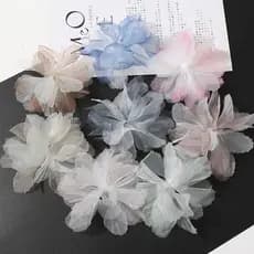 10 Peças De Remendo De Pano , Remendos De Flores De Organza Multicamadas 3D , Apliques Artesanais DIY