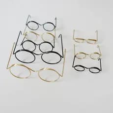5 Peças De Óculos Para Bonecas Em Miniatura , Armação Redonda Preta , Redondos De Metal ,