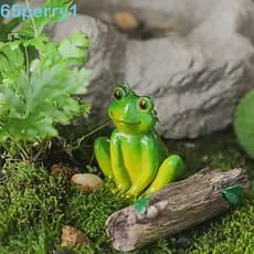 PERRY1 Ornamento De Sapo De Jardim , Estatuetas Verde De Desenho Animado , Mini Decoração De Micro Paisagem Realista De