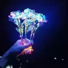 Luzes LED Rose Flower Plásticos Falsos Rosa Artificial Romântica Dos Namorados Festa De Aniversário Da Folha De Ouro Para Em Casa Flores Artificiais