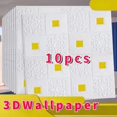 Papel De Parede 3D 10pcs Adesivo De Espuma À Prova D'água Decoração Da Sala De Casa 35x35cm Adesivos De Embalagem Flexíveis mural