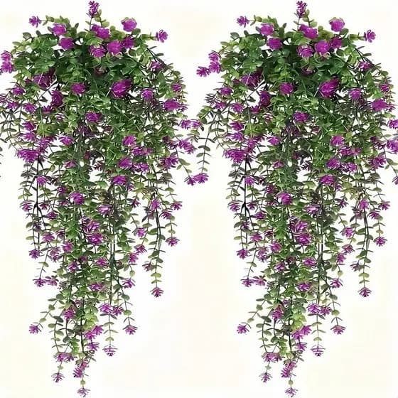 Flores Penduradas Artificiais Decoração Exterior Simulação Eucalipto Camélia Rattan Money Leaf Rose Fake Plant Flowers Vines Wall Hanging Wedding Gardening Home