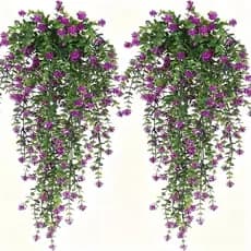 Flores Penduradas Artificiais Decoração Exterior Simulação Eucalipto Camélia Rattan Money Leaf Rose Fake Plant Flowers Vines Wall Hanging Wedding Gardening Home