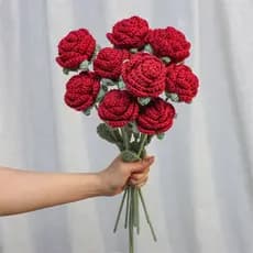 Flor De Crochê Tulipa De Girassol Rosa Para O Dia Das Mães Presente De Dos Namorados Lã Criativa Produto De Malha Feito À Mão Artificial