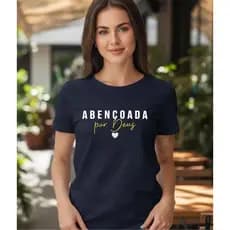 Camiseta Cristã Feminina Abençoada por Deus | T shirt Gospel Evangélica Estilosa blusa Cristã Igreja
