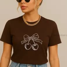 Blusa Feminina Blusinha  Básica  algodão "laço e cereja"