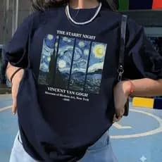 Camiseta Van Gogh Noite Estrelada 100% Algodão Unissex Streetwear Premium