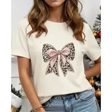 camiseta feminina laço oncinha luxo blusa rosa nude t-shirt estampa animal print leopardo pedraria shine  moda blogueira