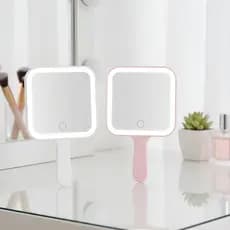 Espelho LED Profissional para Maquiagem Estética Consultório Recarregável de Mão Iluminação